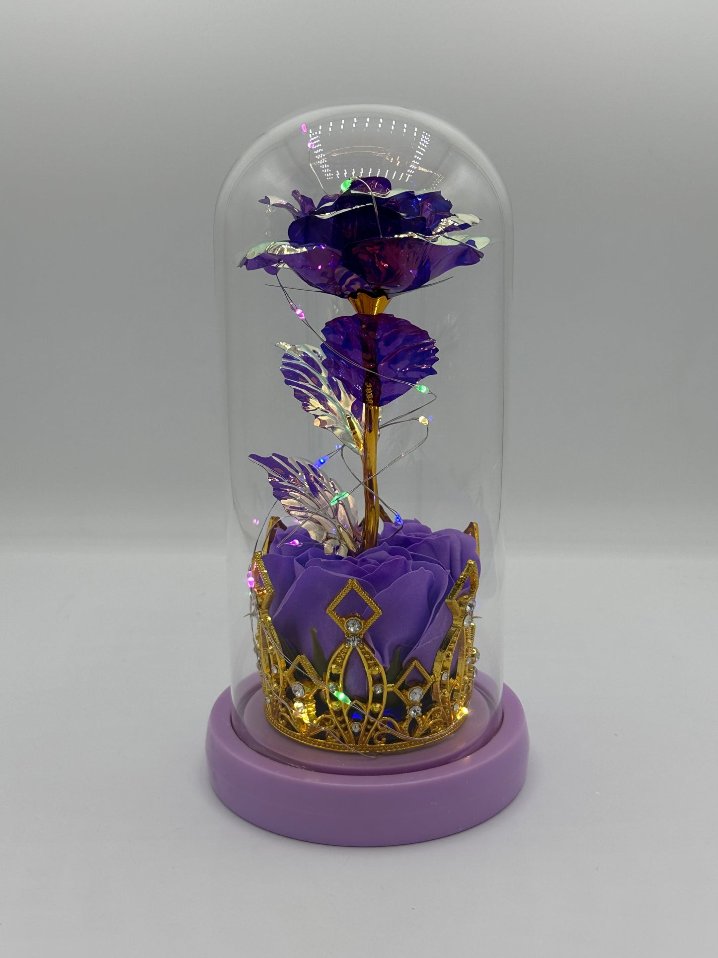 Light up rose glass cover battery not included.