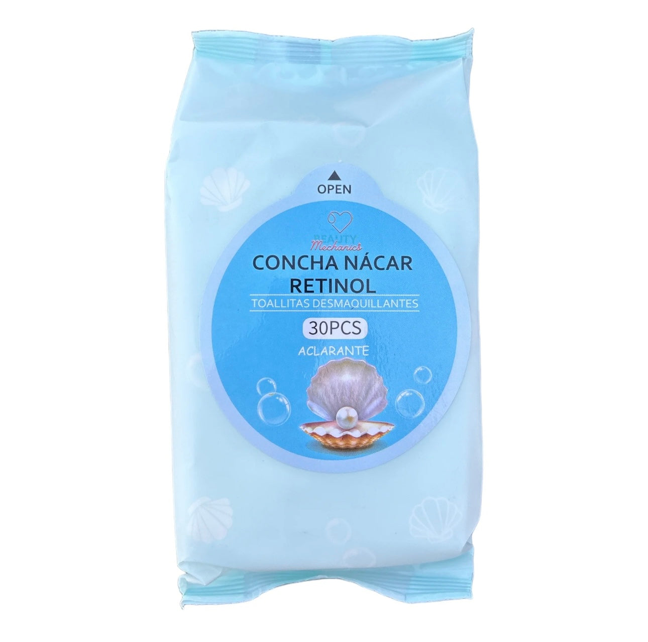Concha Nacar Retinol Toallitas Desmaquillantes 30pcs Aclarante