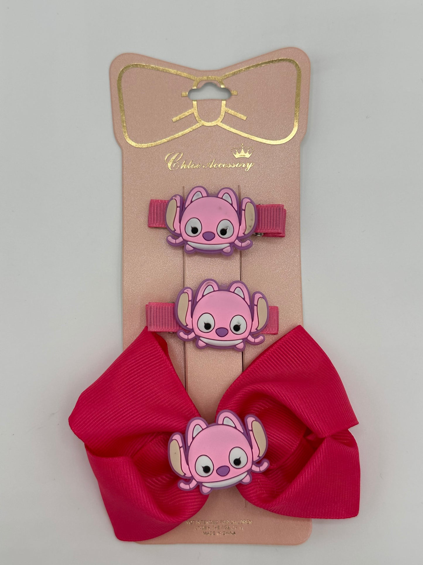 Girls bow set of 3pcs Stitch and Angela