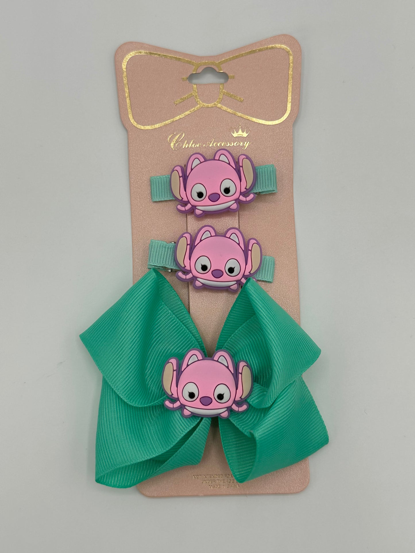 Girls bow set of 3pcs Stitch and Angela