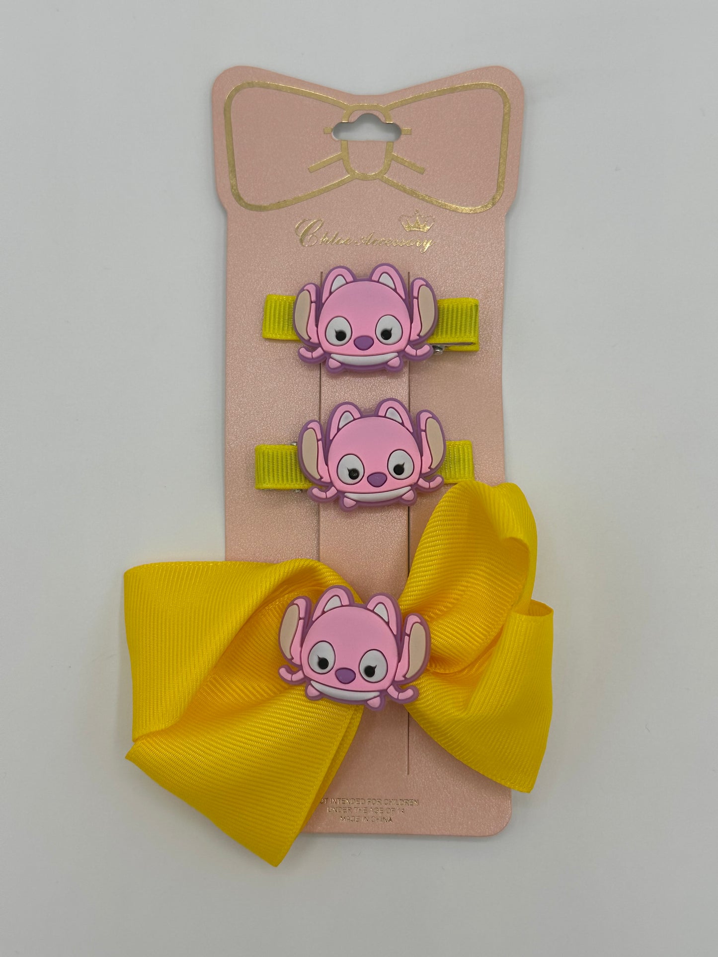 Girls bow set of 3pcs Stitch and Angela
