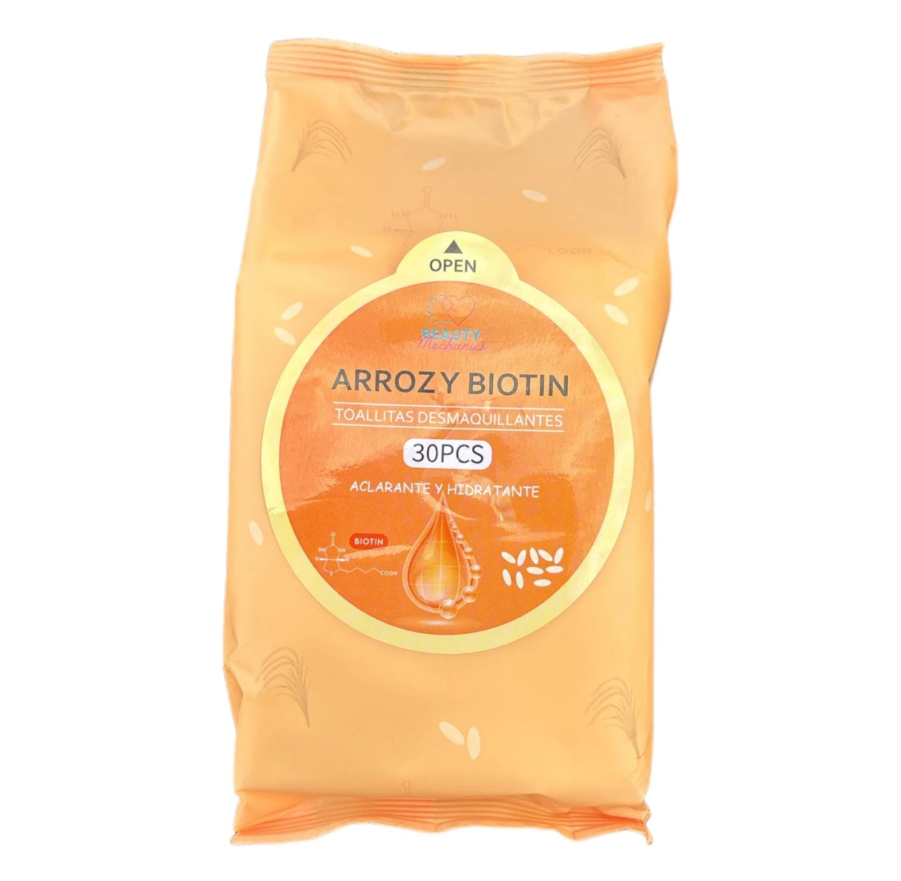 Arroz y Biotin Toallitas Desmaquillantes 30pcs aclarante y Hidratante