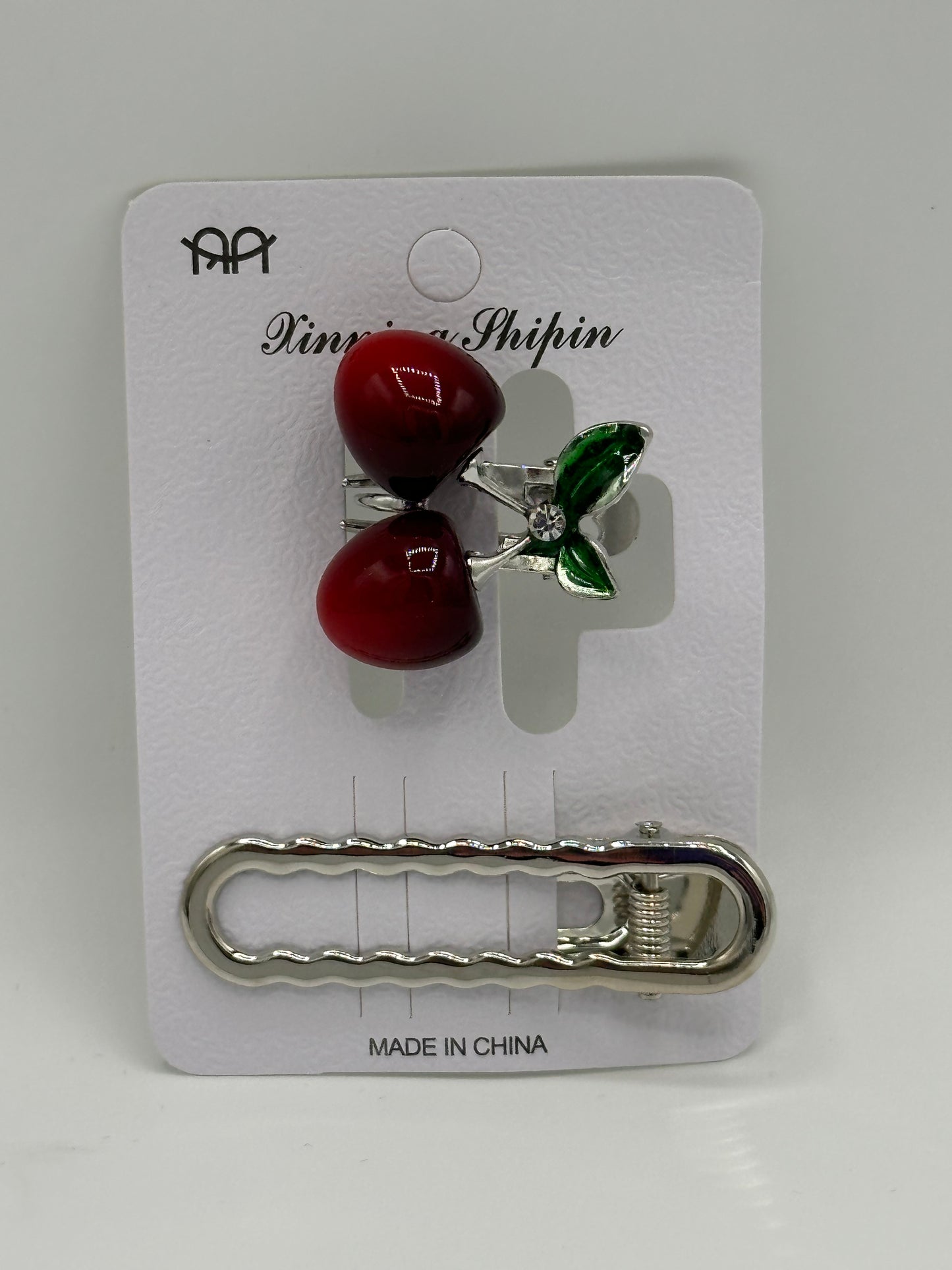 Cherry hair clips set of 2.