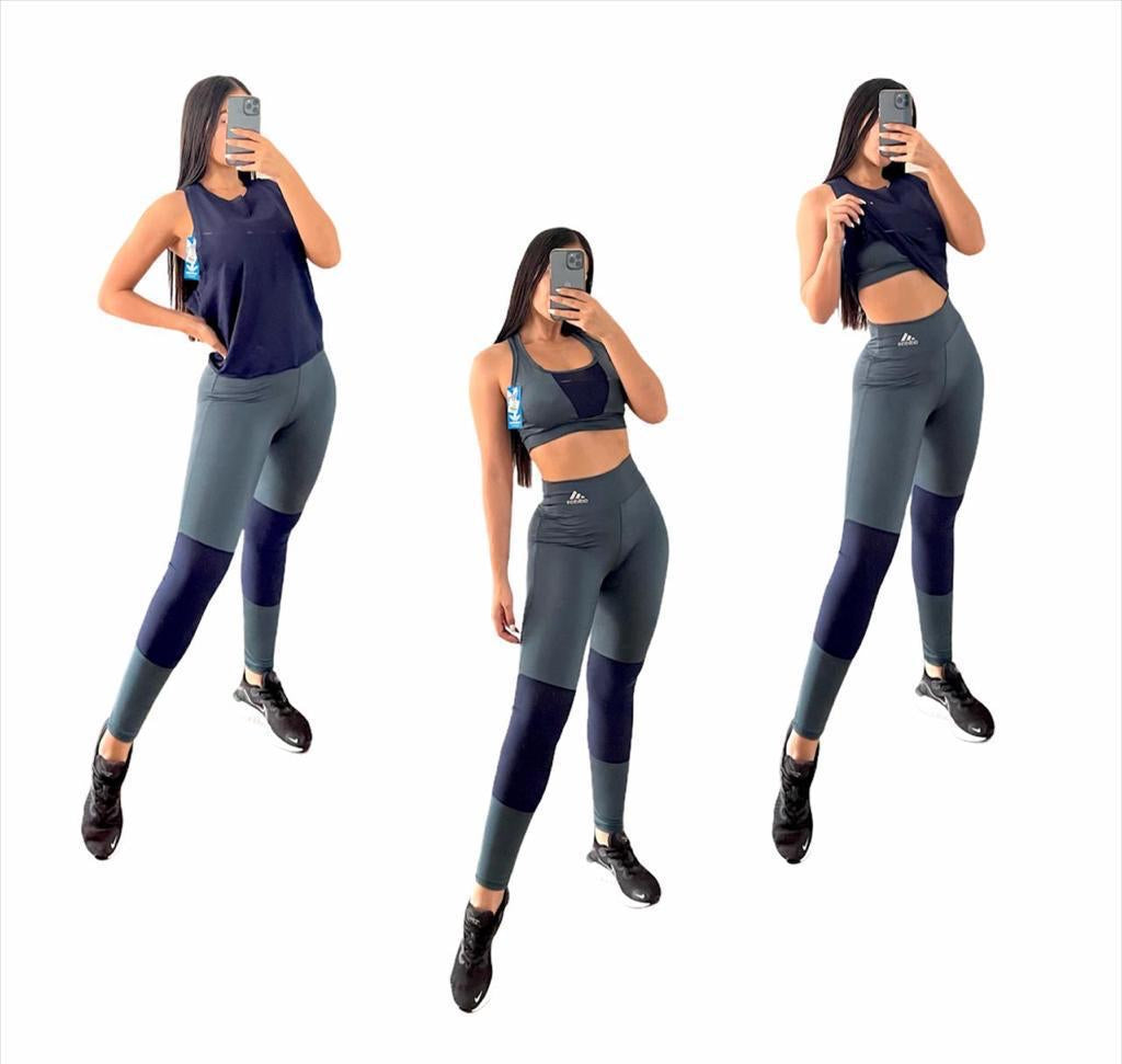 Sport set 3pieces size S/M Green and blue pant and shirt