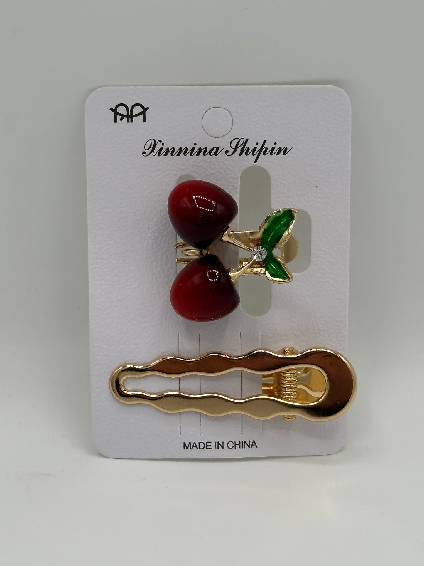 Cherry hair clips set of 2.