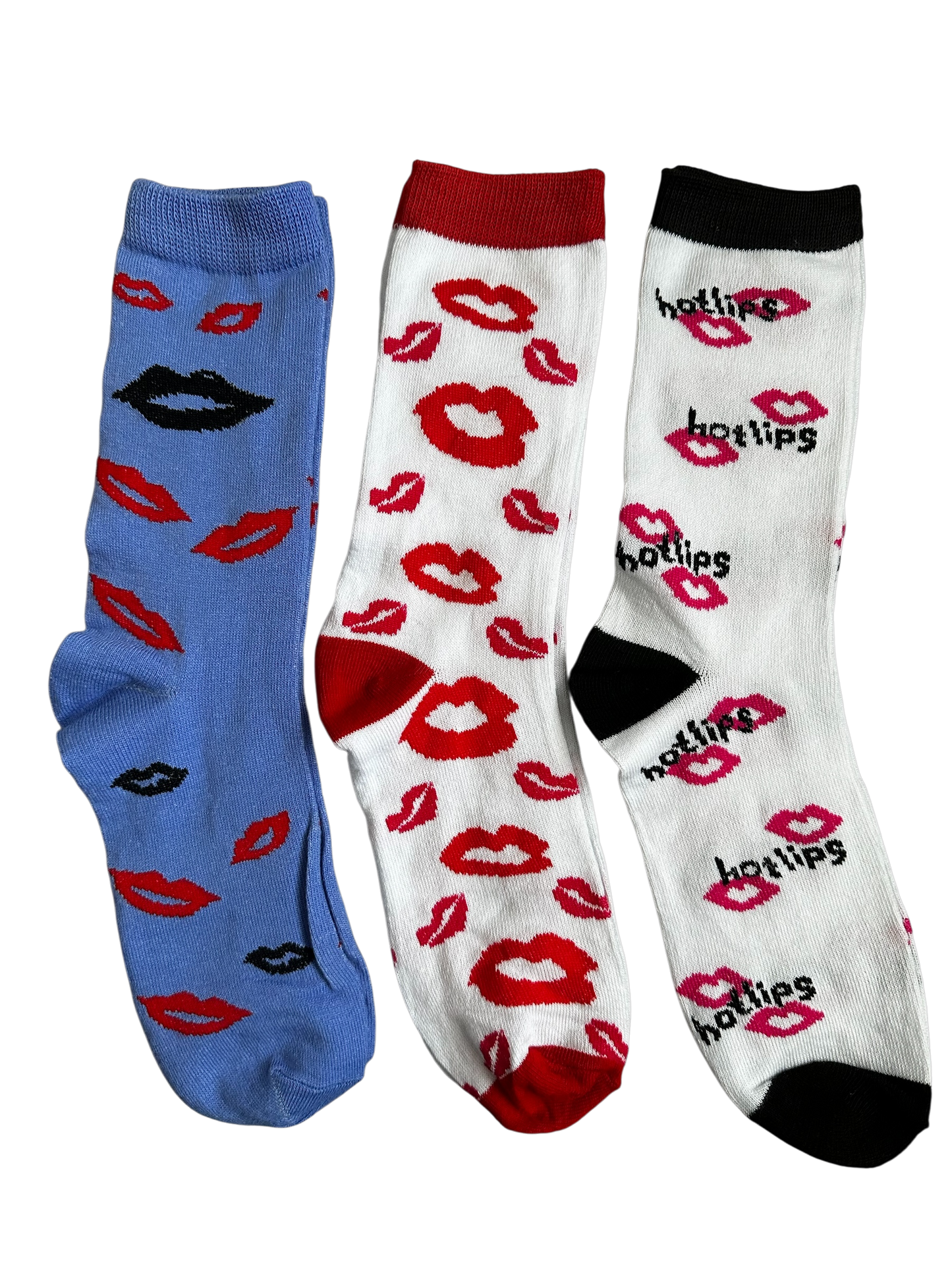 Long lips/hearts socks pack of 3