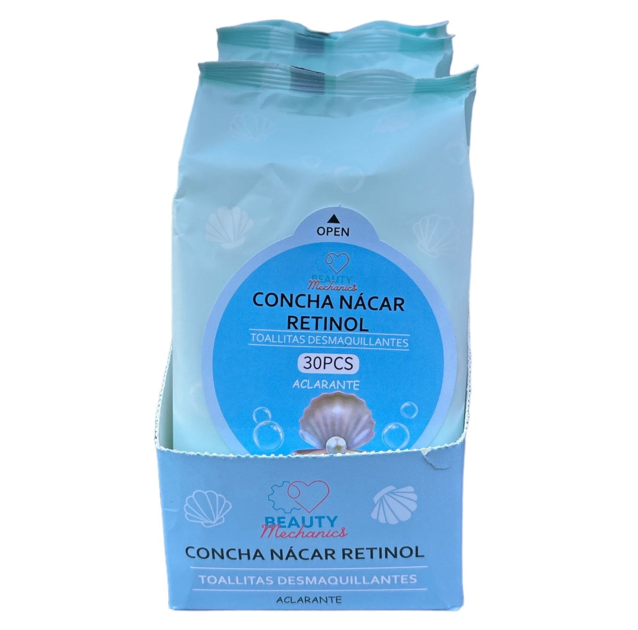 Concha Nacar Retinol Toallitas Desmaquillantes 30pcs Aclarante