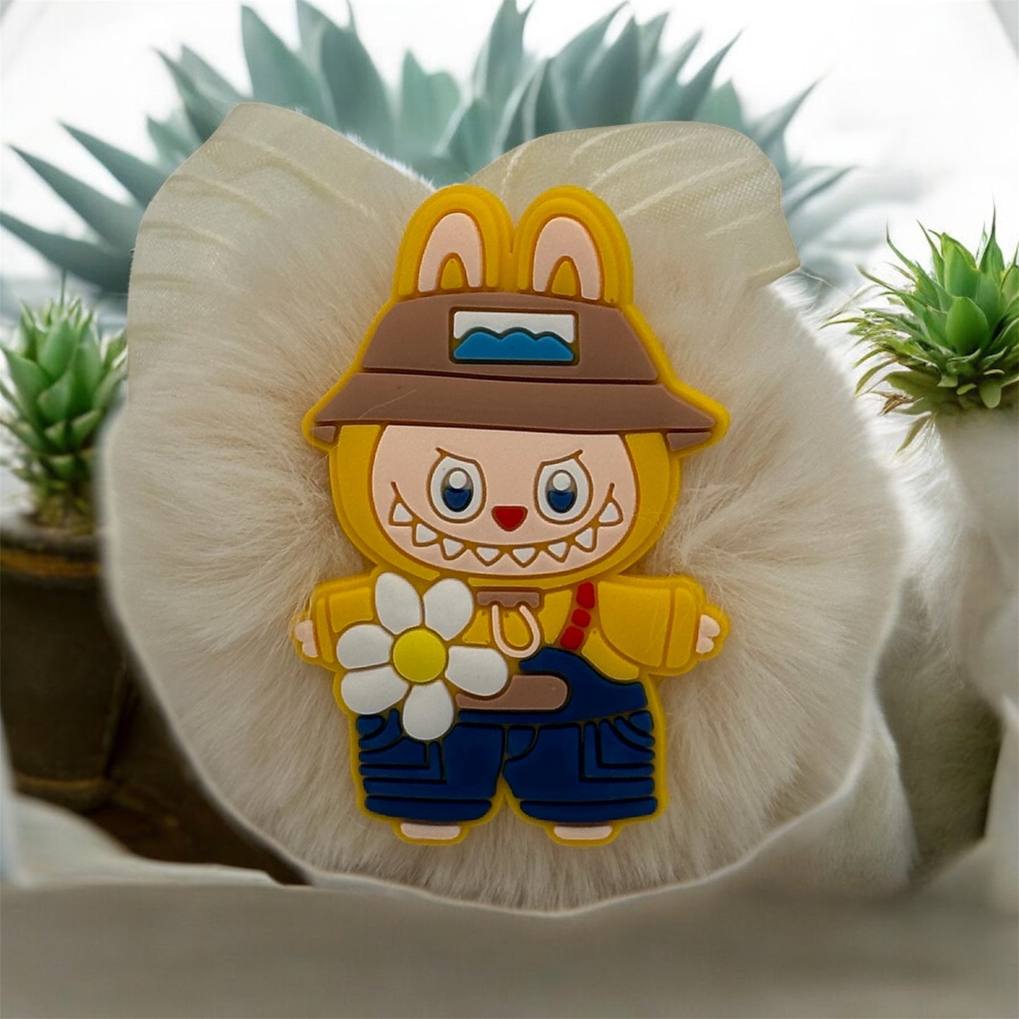 Pom pom labubu keychain
