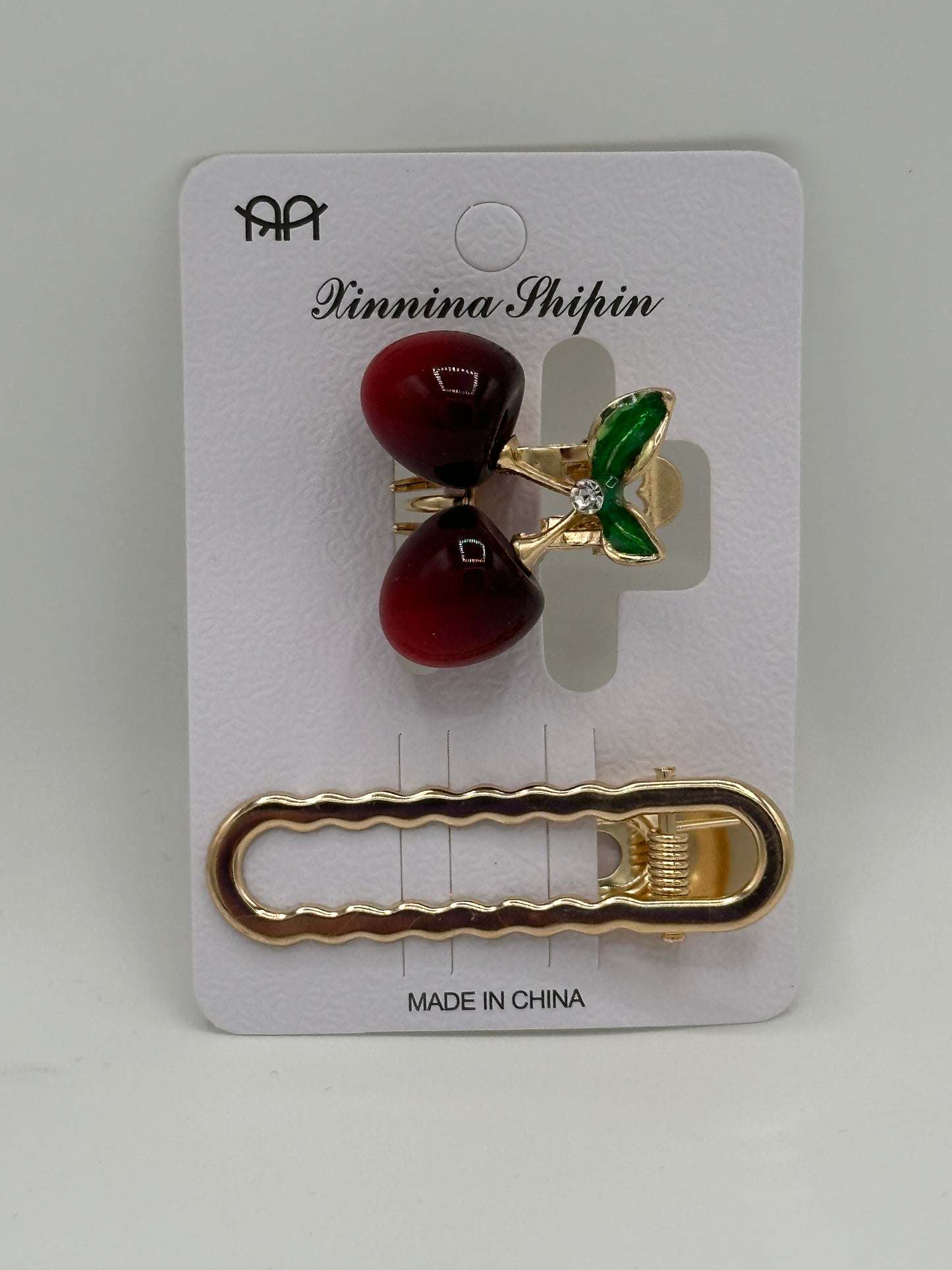 Cherry hair clips set of 2.
