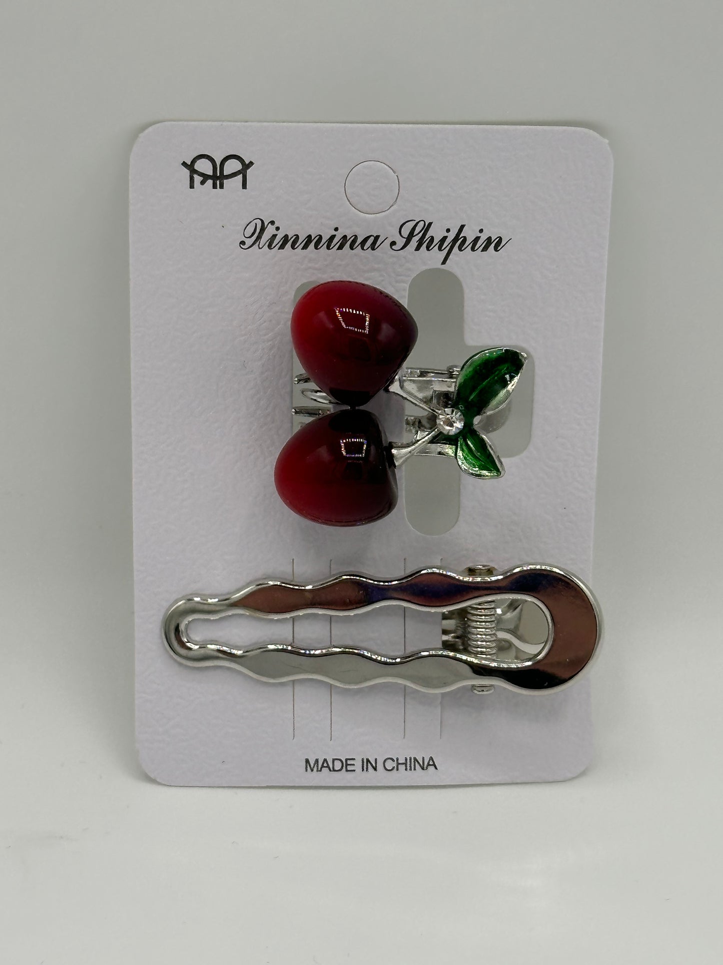 Cherry hair clips set of 2.