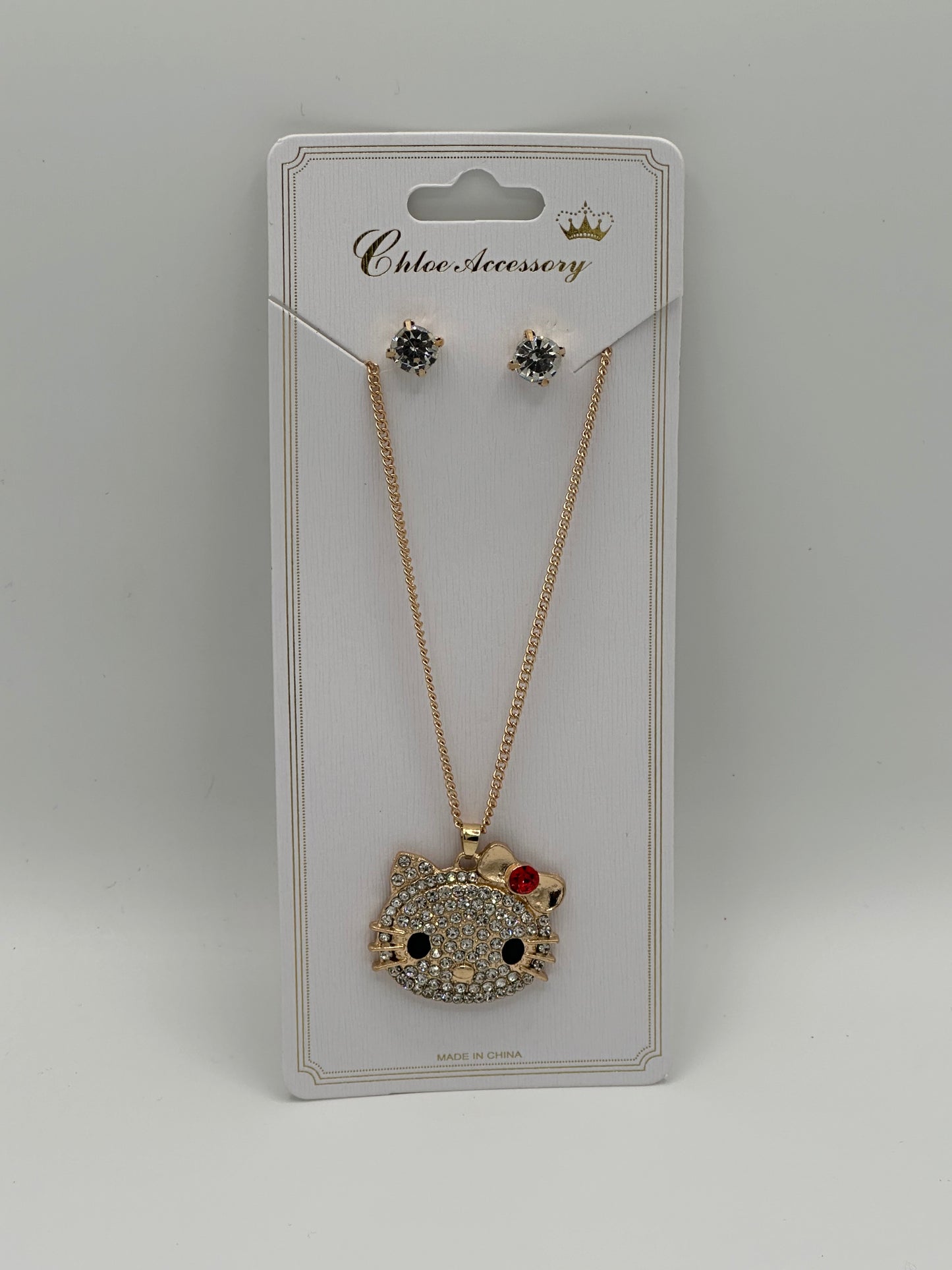 Hello kitty fantasy jewelry set of necklaces and earrings.