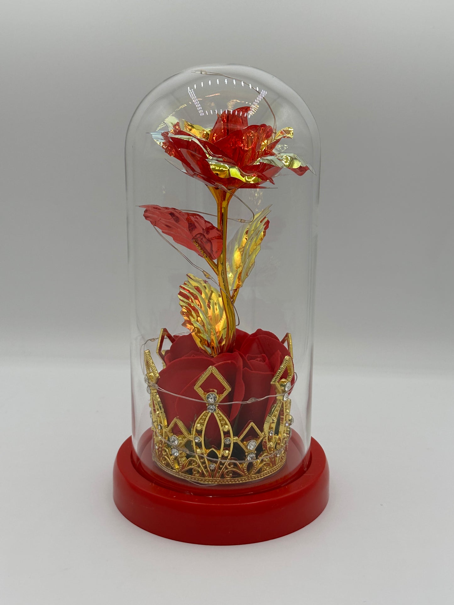 Light up rose glass cover battery not included.