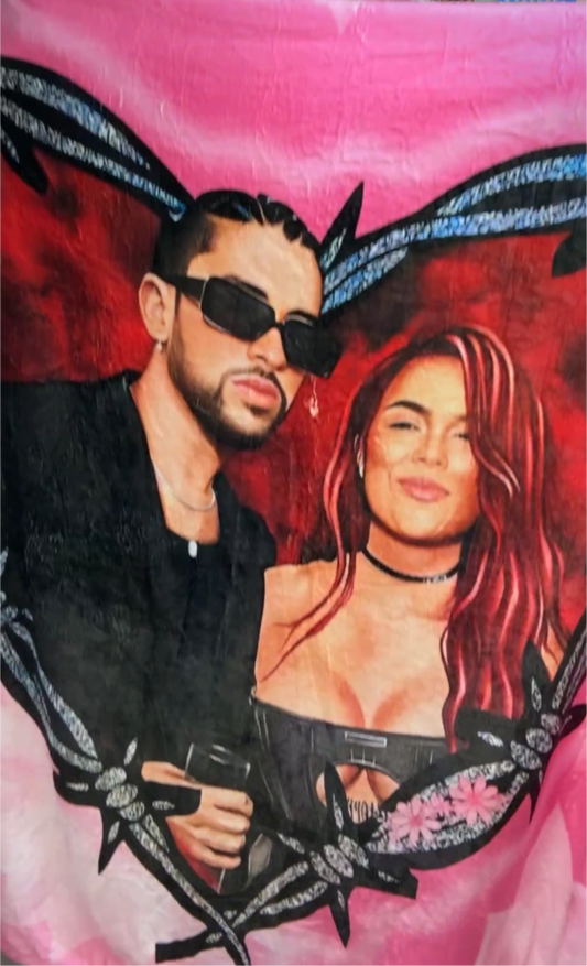 Bad bunny & karol G throw blanket 4x5