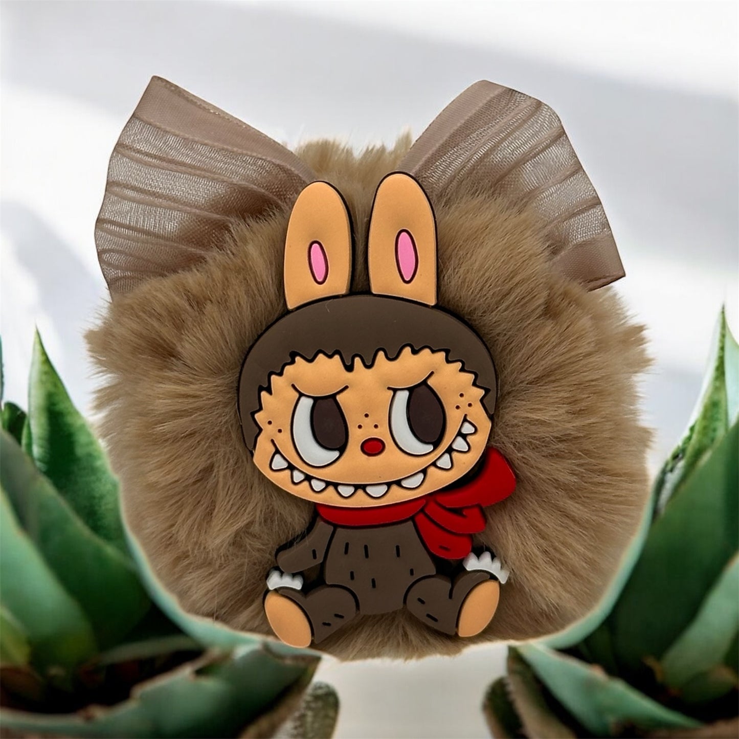 Pom pom labubu keychain