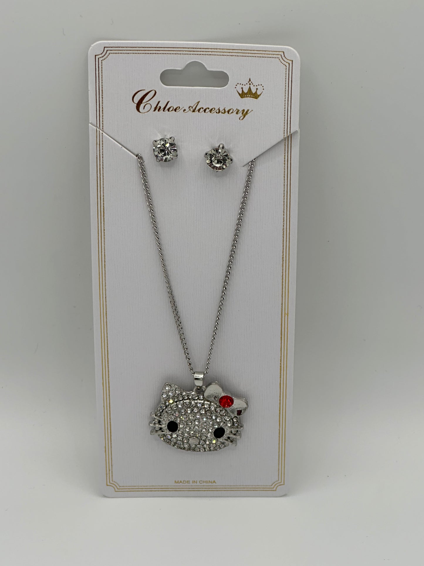 Hello kitty fantasy jewelry set of necklaces and earrings.