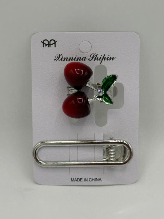 Cherry hair clips set of 2.