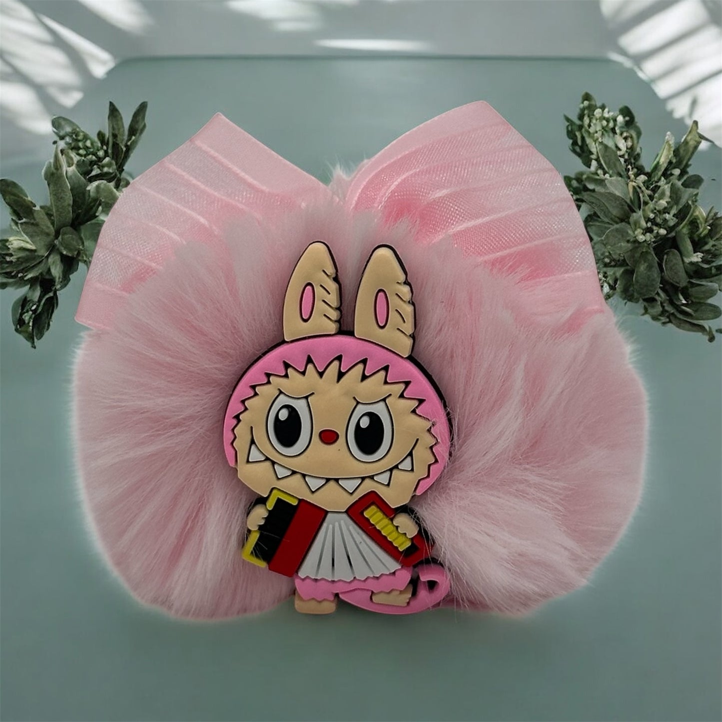 Pom pom labubu keychain